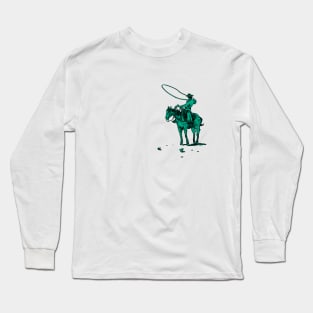 Roping the World ,Cowboy on horse 5 Long Sleeve T-Shirt